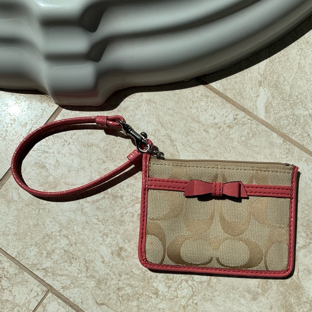 Coach card case with wrist strap